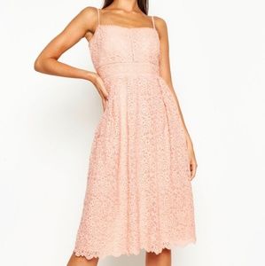 Blush embroidered midi dress with tags